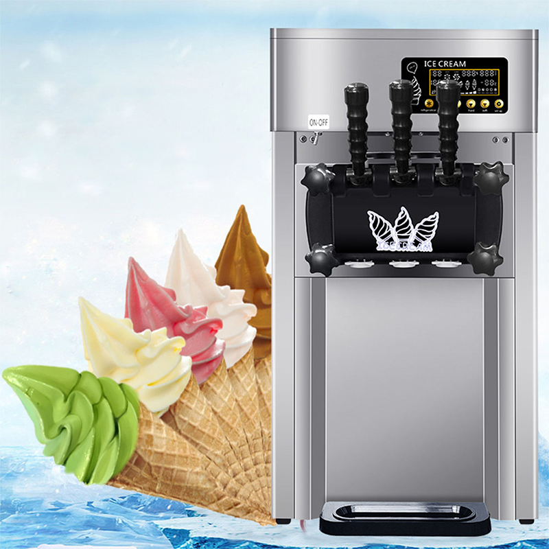 How does the table soft ice cream machine achieve efficient use of space through its compact design?