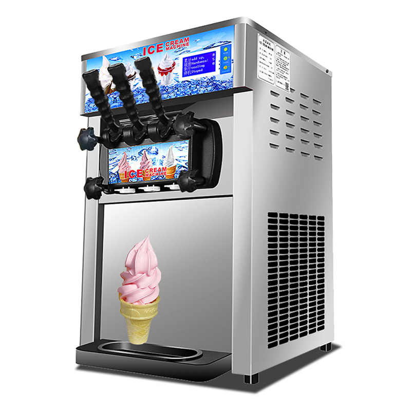 How does the table soft ice cream machine ensure that the ice cream produced has a delicate and dense taste?